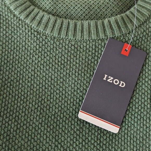 IZOD Textured Crew Neck Sweater in CIlantro Green Men's XL  - New With Tags - Picture 4 of 7
